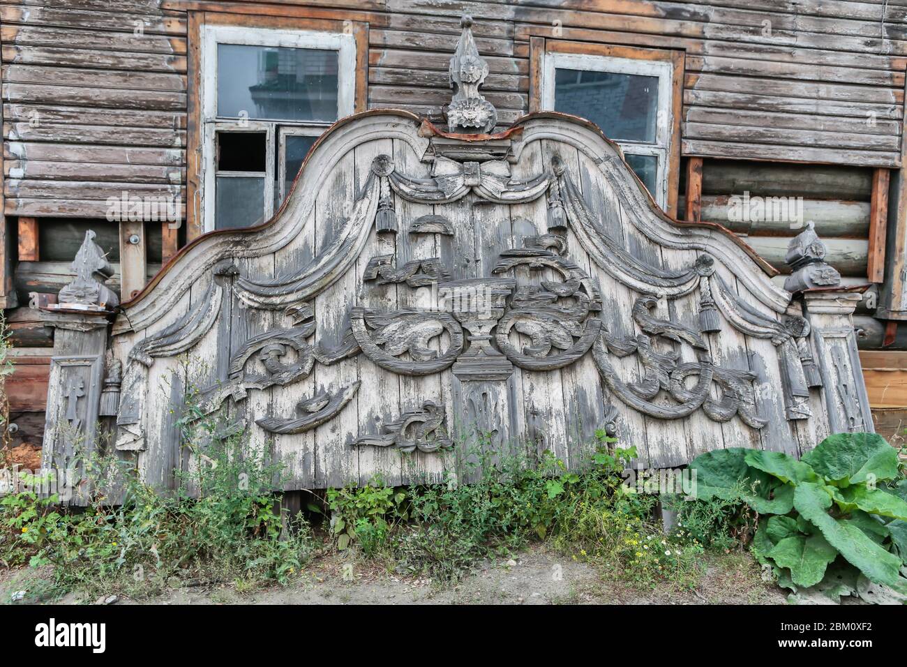 Vintage wooden building, 19th century, Barnaul, Altai Krai, Russia