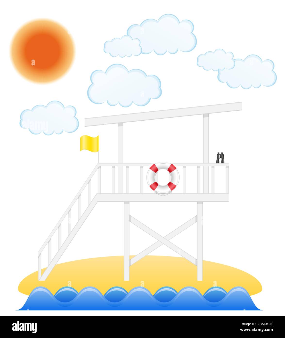 beach lifeguard tower to save drowning people vector illustration isolated on white background Stock Vector