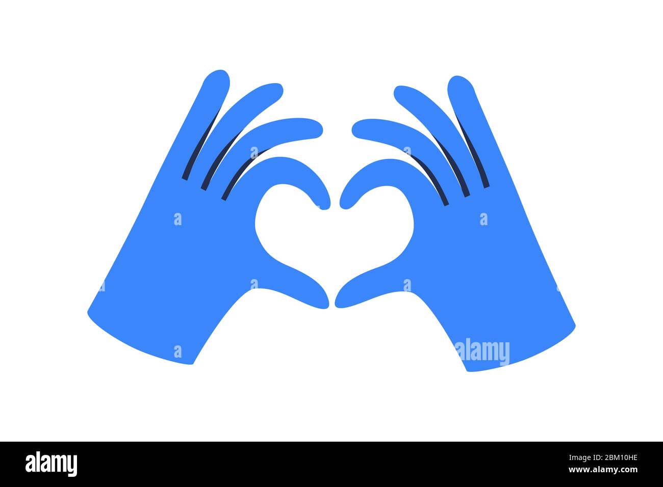 Gloved hands making heart sign isolated on white background Stock Vector