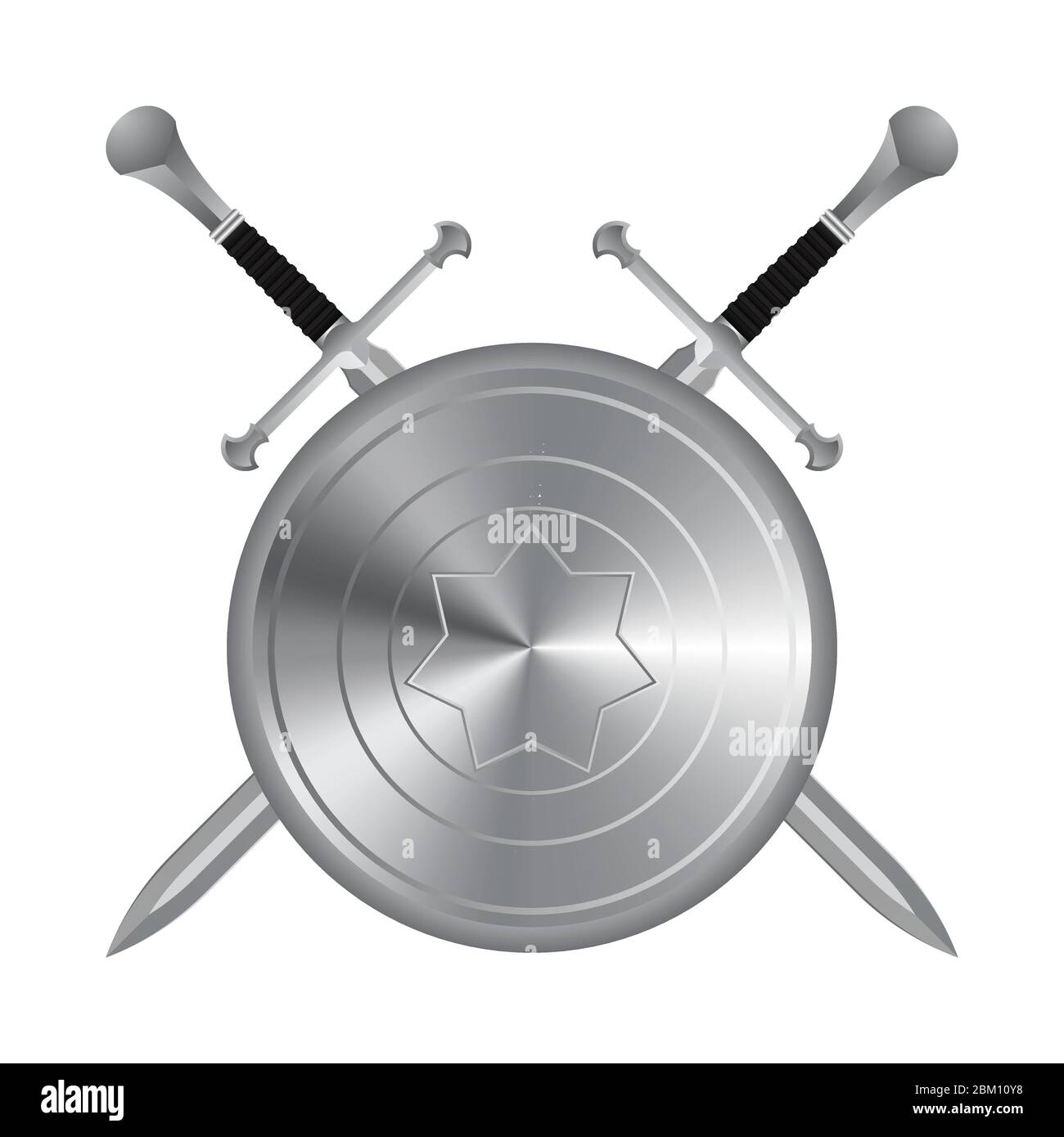 Medieval sword and shield vector illustration isolated on white background Stock Vector