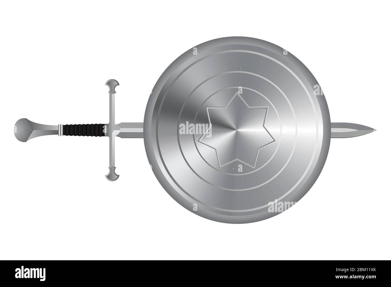 Medieval sword and shield vector illustration isolated on white ...