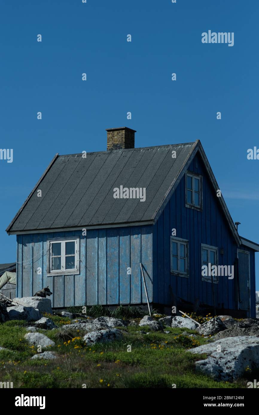 Traditional house in the greenlandic settlement of Nanortalik Stock