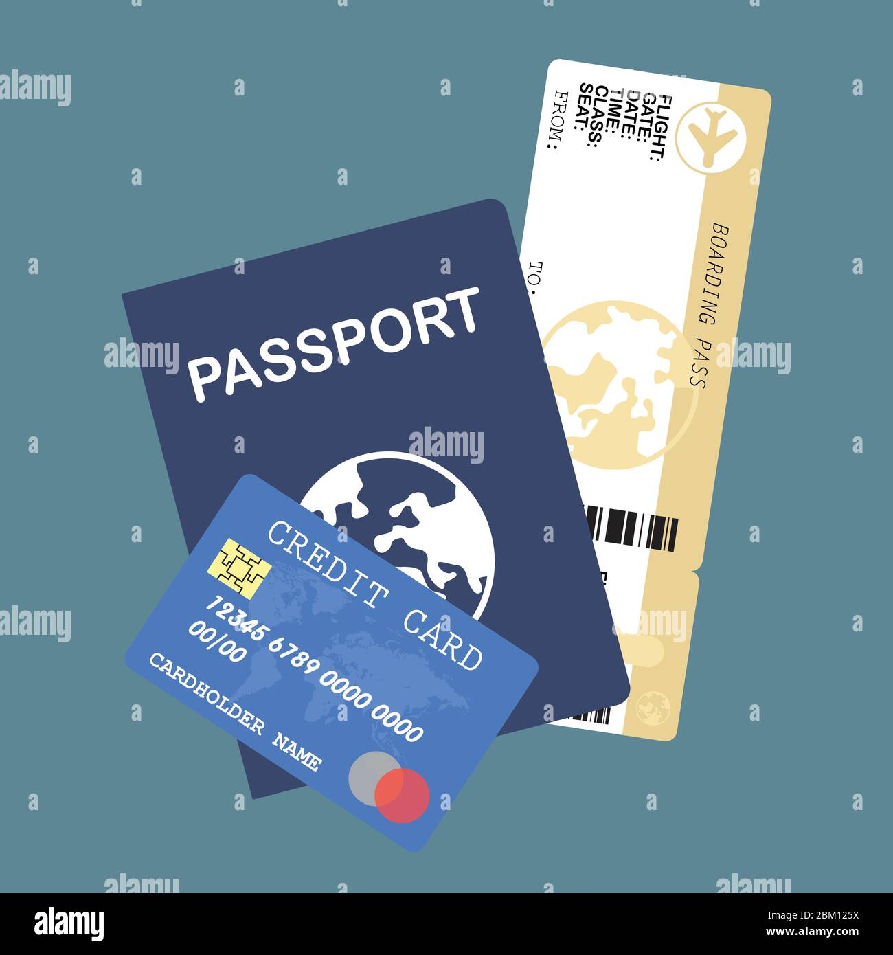 Passport with ticket vector illustration in flat style Stock Vector ...
