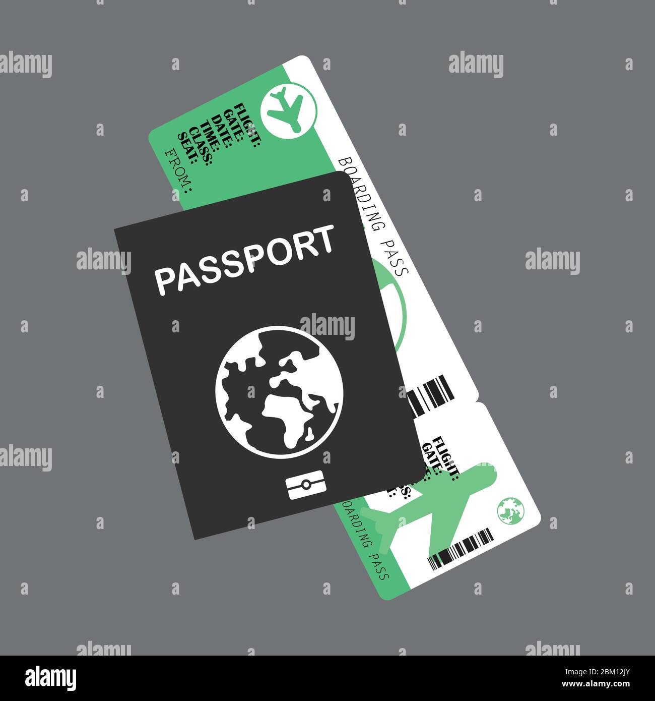 Passport with ticket vector illustration in flat style Stock Vector ...