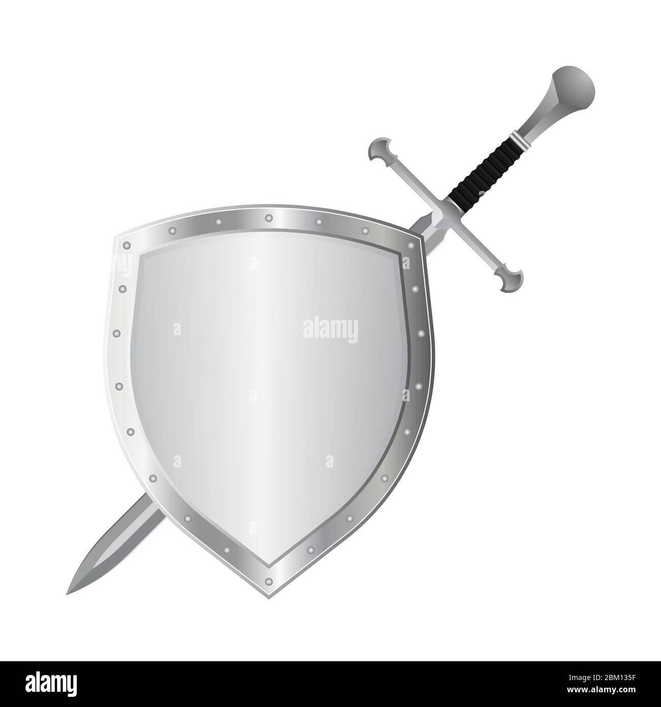 Medieval sword and shield vector illustration isolated on white ...