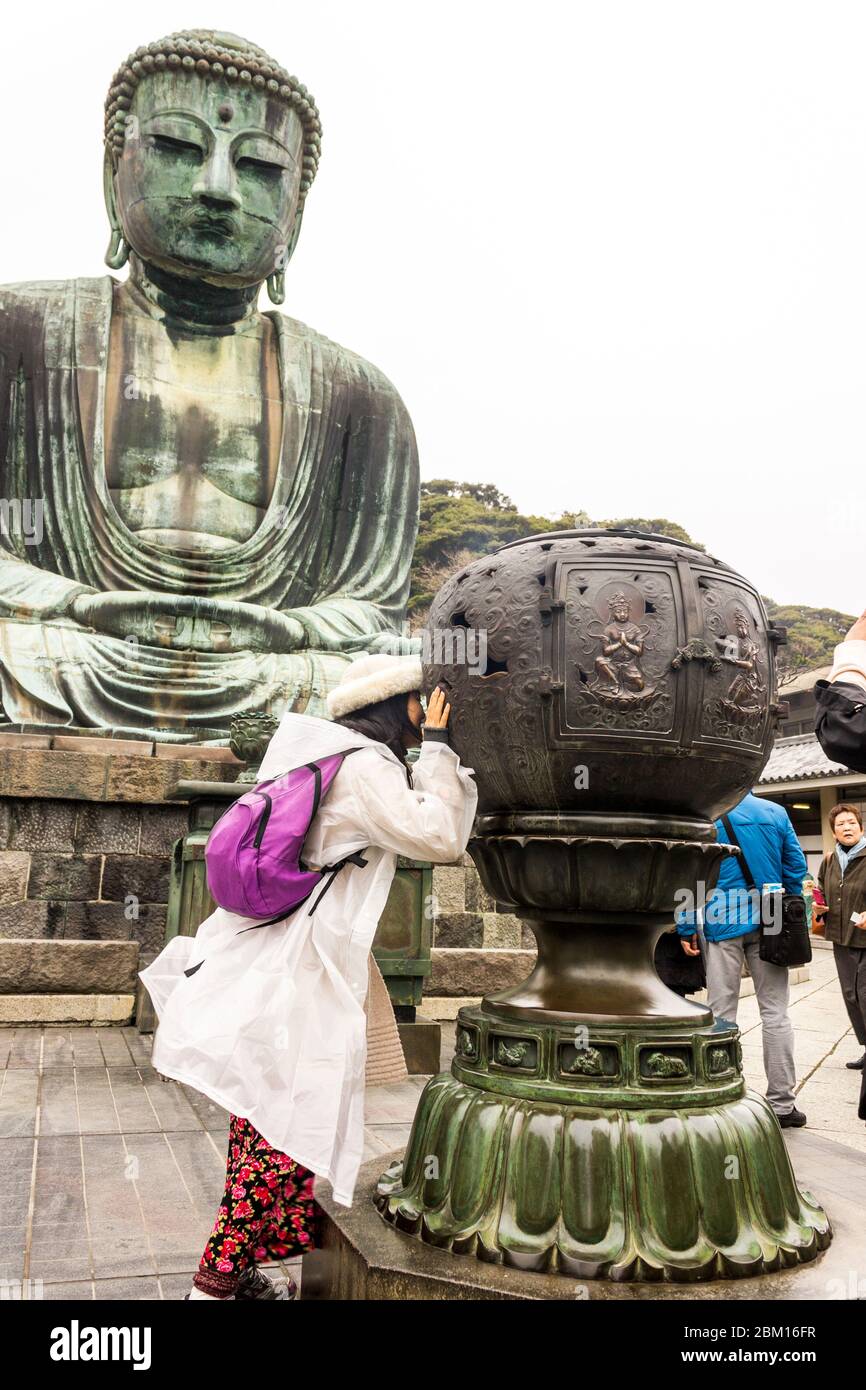 Kamakura, Japan. Views of the Great Buddha (Daibutsu), large bronze