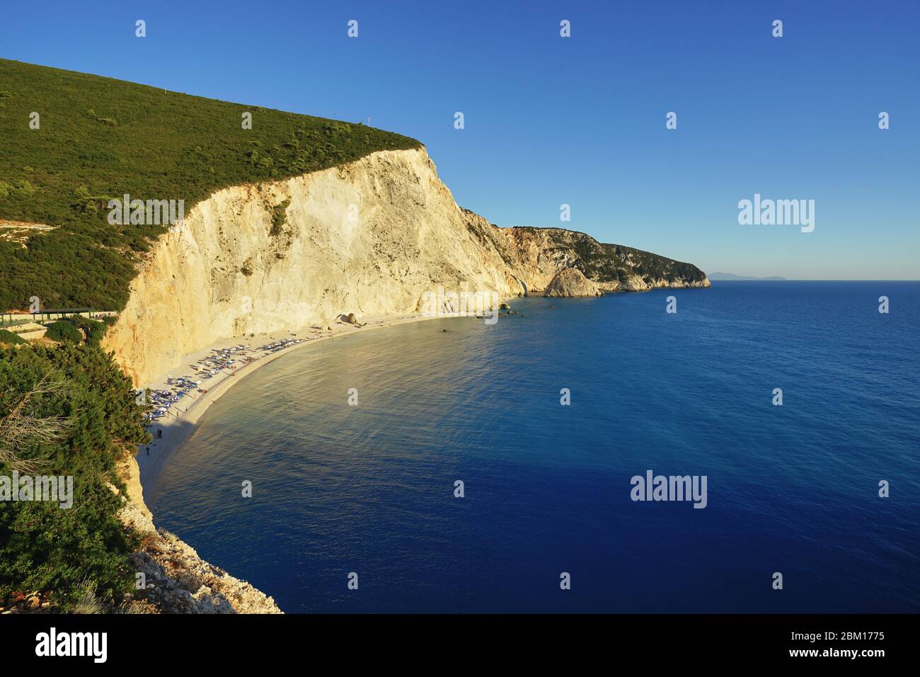 Panorama of Porto Katsiki beach, Lefkada (Lefkas), Greece. It is one of best and most beautiful beaches in Mediterranean Sea and Europe Stock Photo