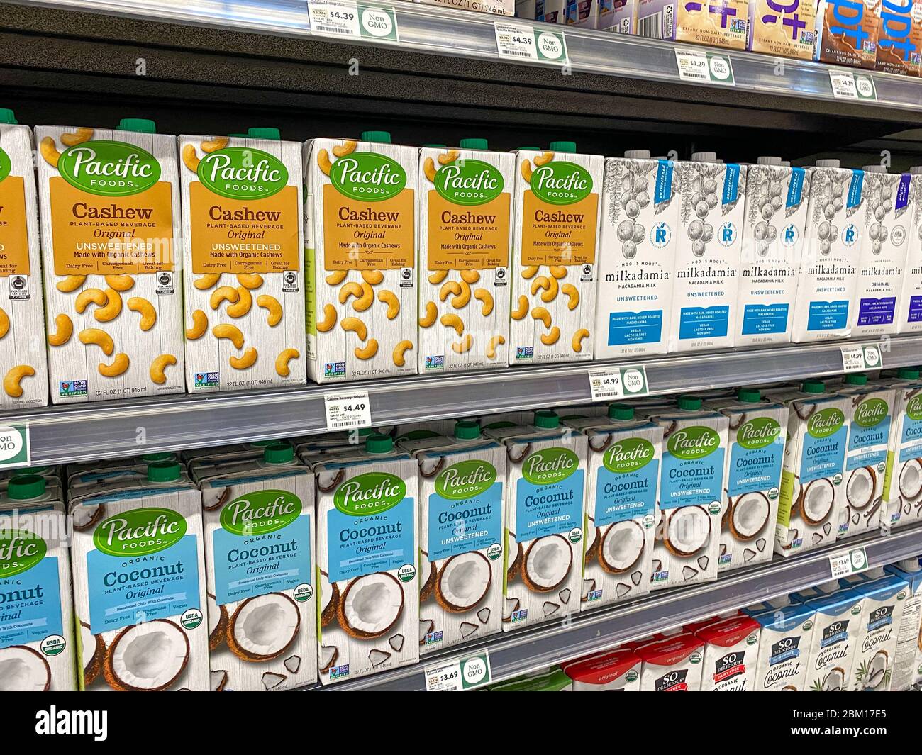 Orlando,FL/USA5/3/20 A display of Pacific Foods Coconut and Cashew