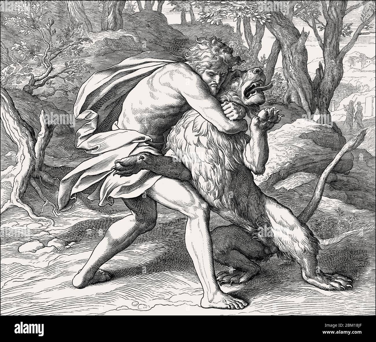 Samson Slaying the Lion, Old Testament, by Julius Schnorr von