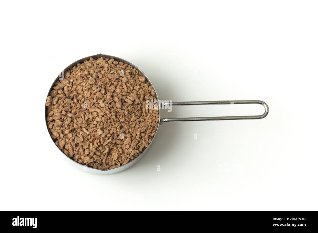 Raw Soya Mince. Textured Soy. Meat Substitute in a cup isolated Stock