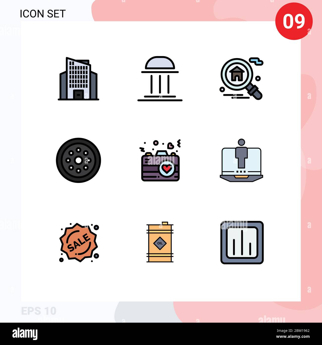 Stock Vector Icon Pack Of 9 Line Signs And Symbols For Heart Smart Home Safety Locked Editable Vector Design Elements Stock Vector Image Art Alamy