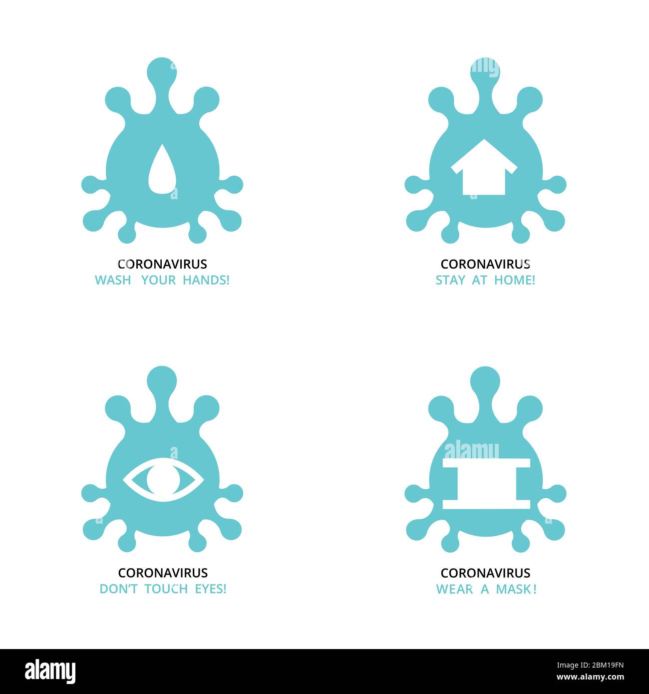 virus , bacteria , microbe icon shape set , group of schematic pictures of medicine icons with text recommendation signs for quarantine at self isolat Stock Vector