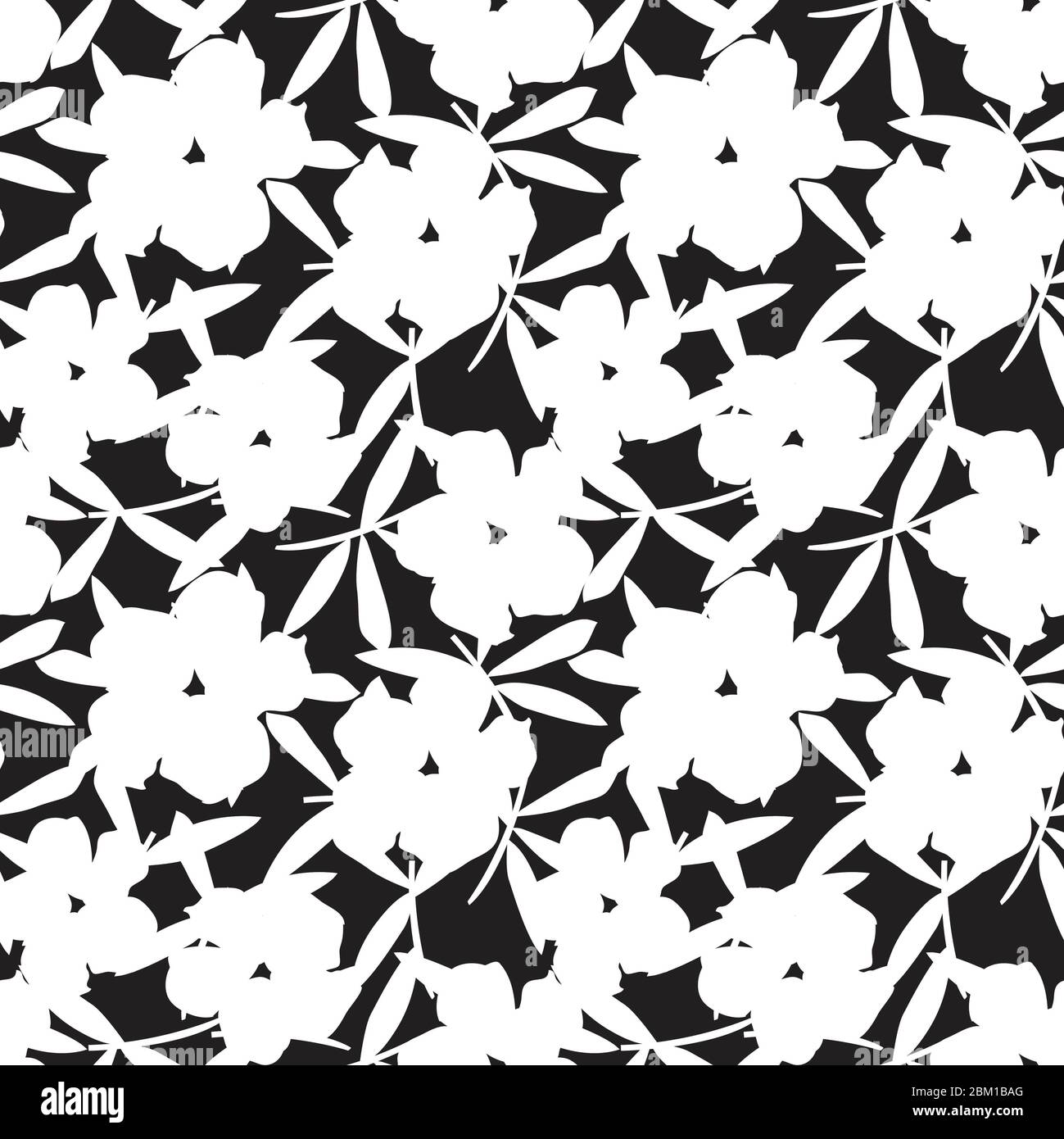 Black and white Floral botanical seamless pattern background for ...