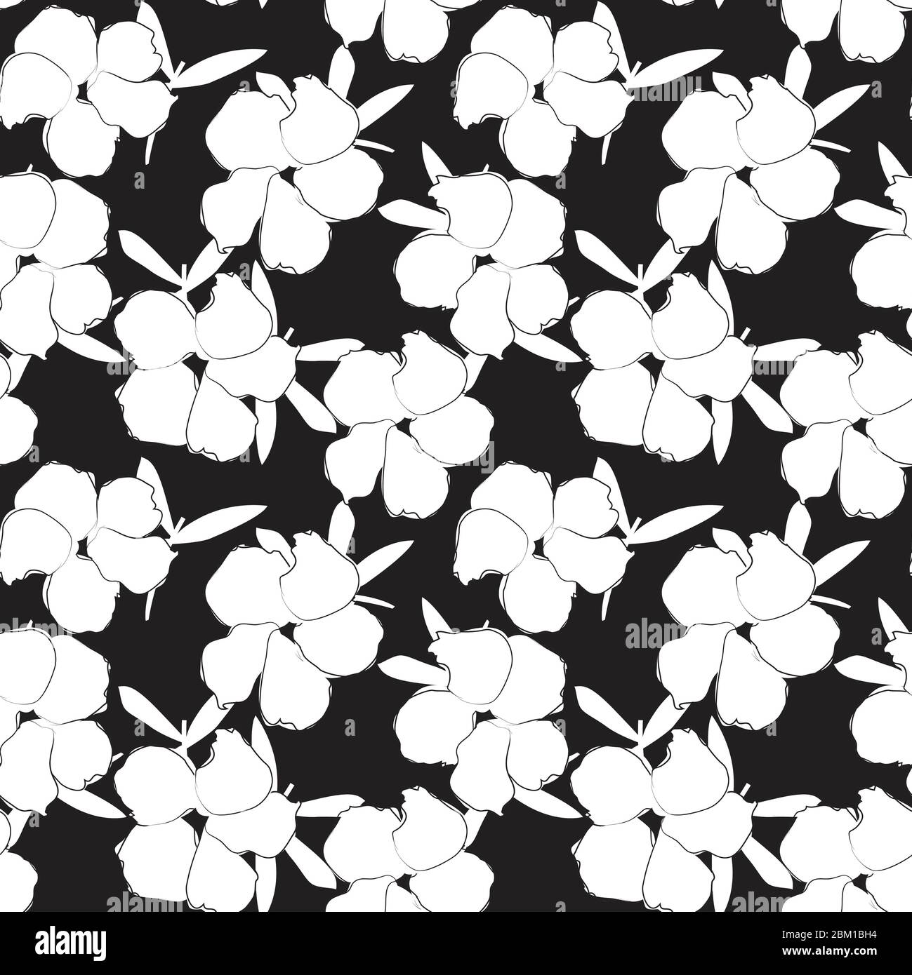 Black and white Floral botanical seamless pattern background for ...