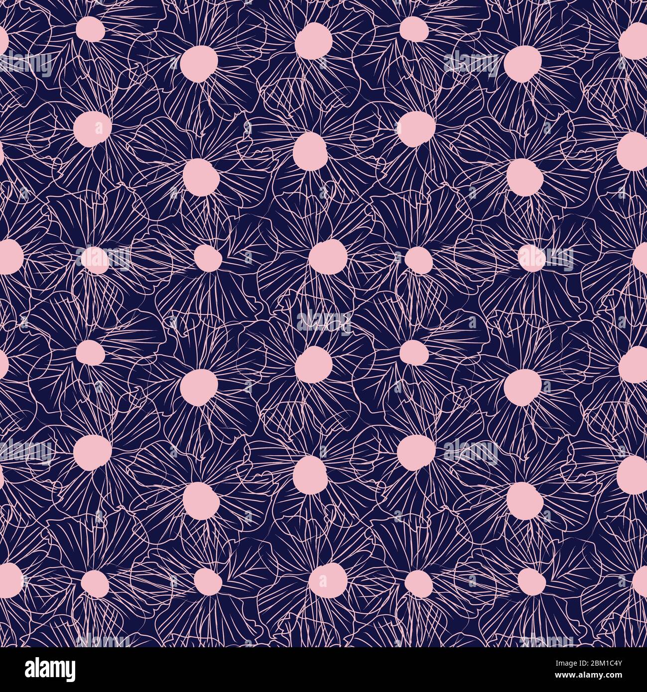 Pink Navy Floral botanical seamless pattern background suitable for ...