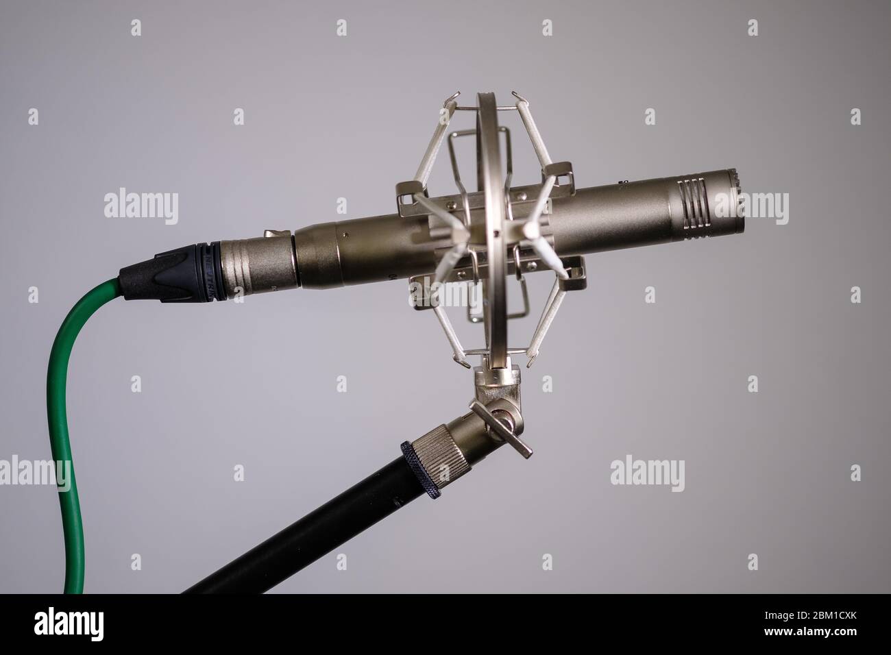 Small diaphragm condenser microphone in shock mount Stock Photo Alamy