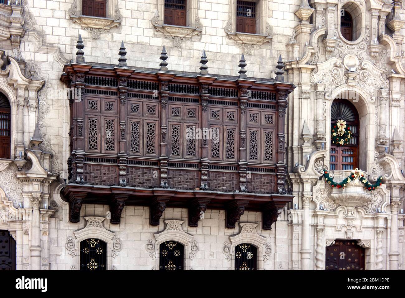 Baroque style colonial architecture in Lima, Peru, South America Stock Photo