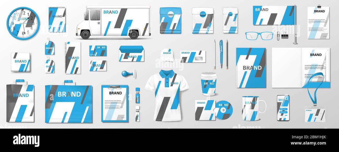 Download Corporate Identity Template With Classic Blue And Gray Color Elements Realistic Business Stationery Mockup With Abstract Design For Your Brand Stock Vector Image Art Alamy