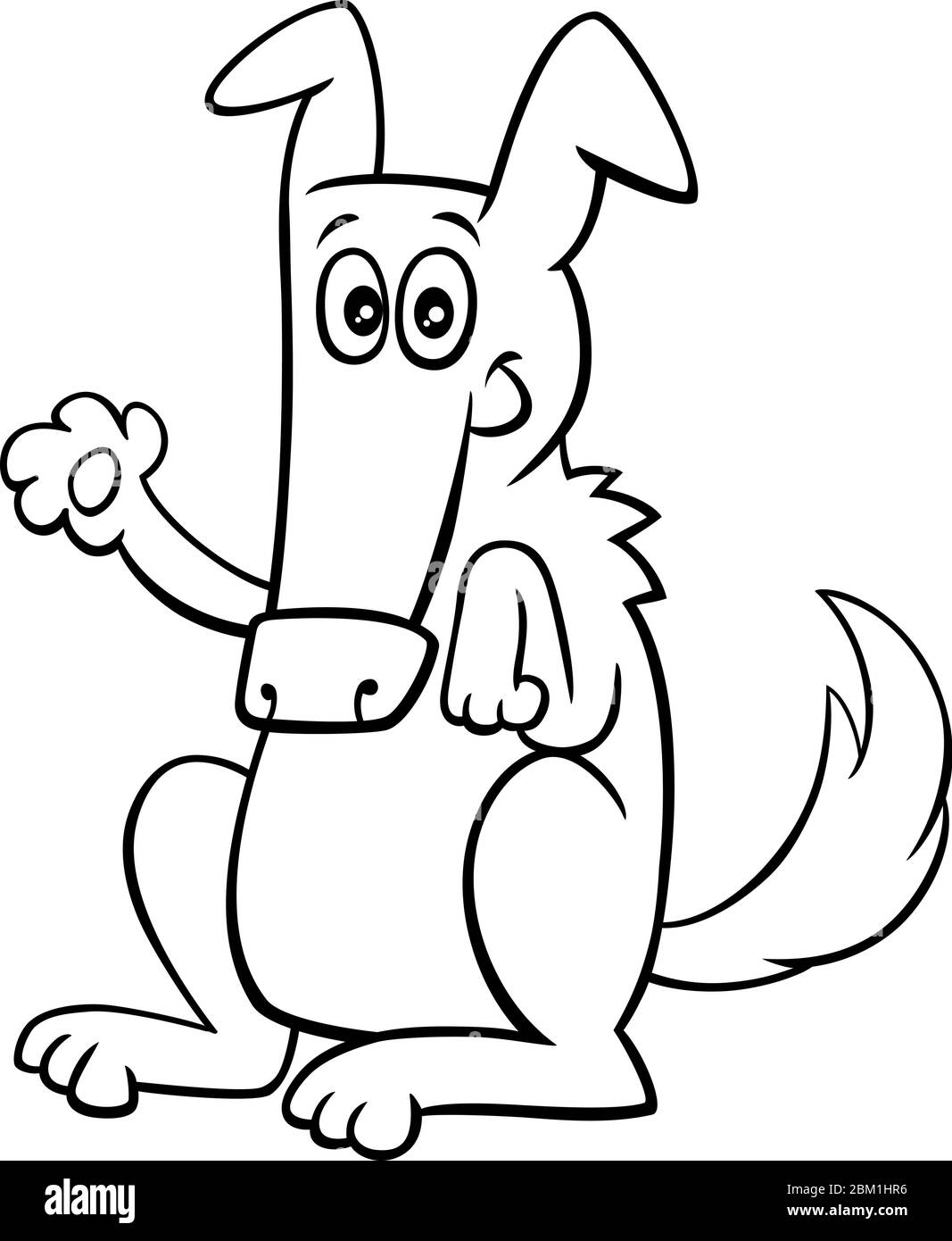 Black and White Cartoon Illustration of Funny Dog Comic Animal ...