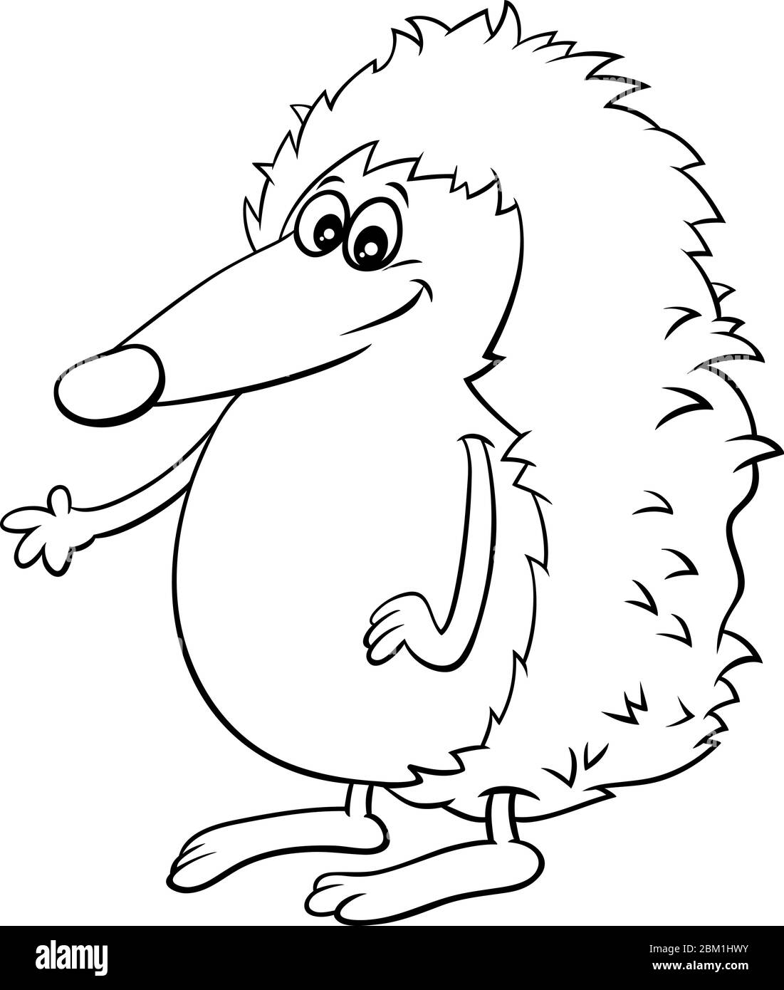 Black and White Cartoon illustration of Comic Hedgehog Wild Animal Character Coloring Book Page Stock Vector
