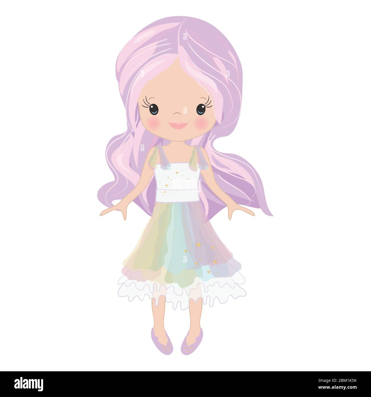 Vector Illustration Beautiful Cute Little Girl Stock Vector Image & Art ...