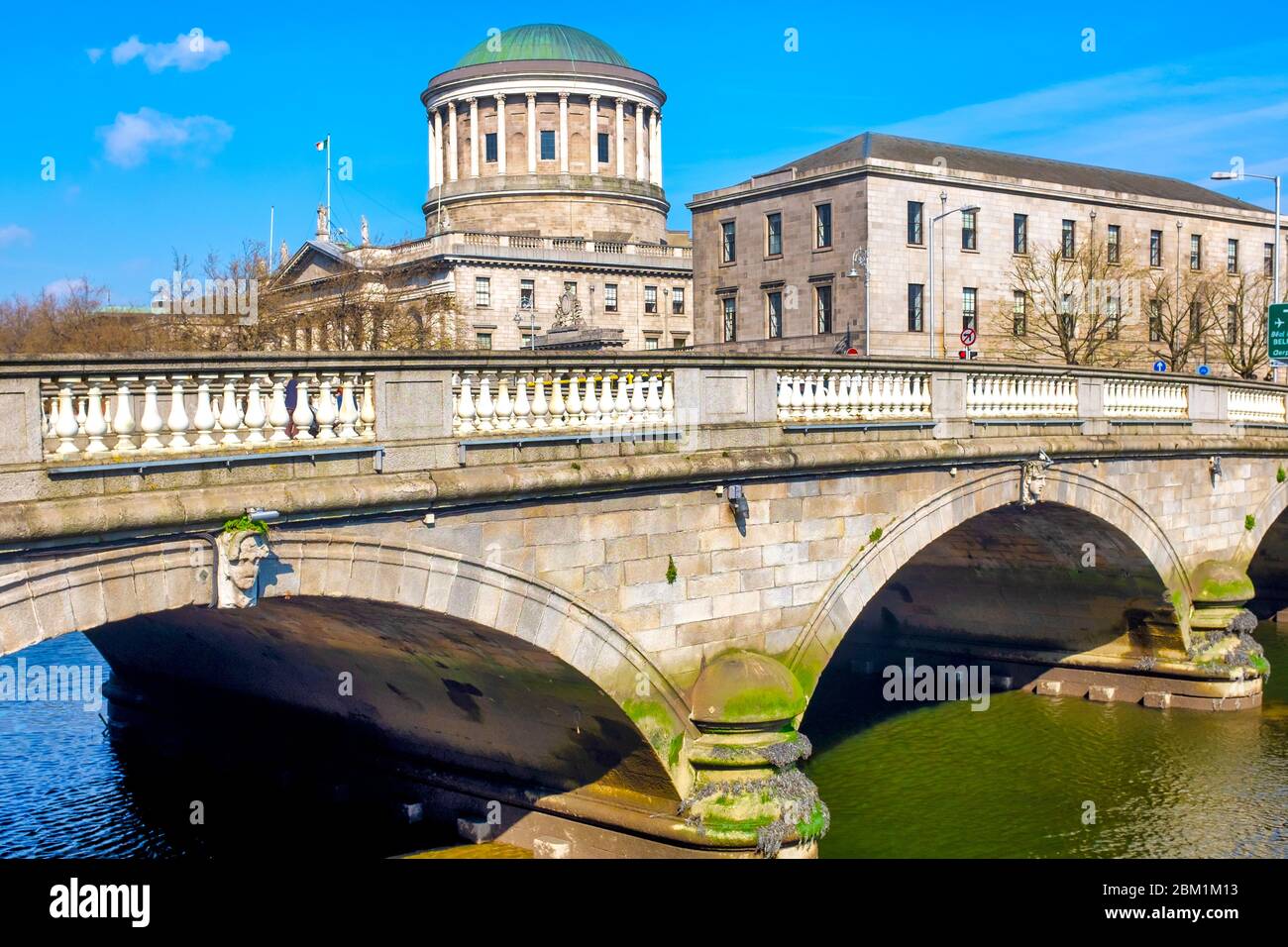 O'Donovan Rossa Bridge and the Four Courts, Dublin, Ireland Stock Photo