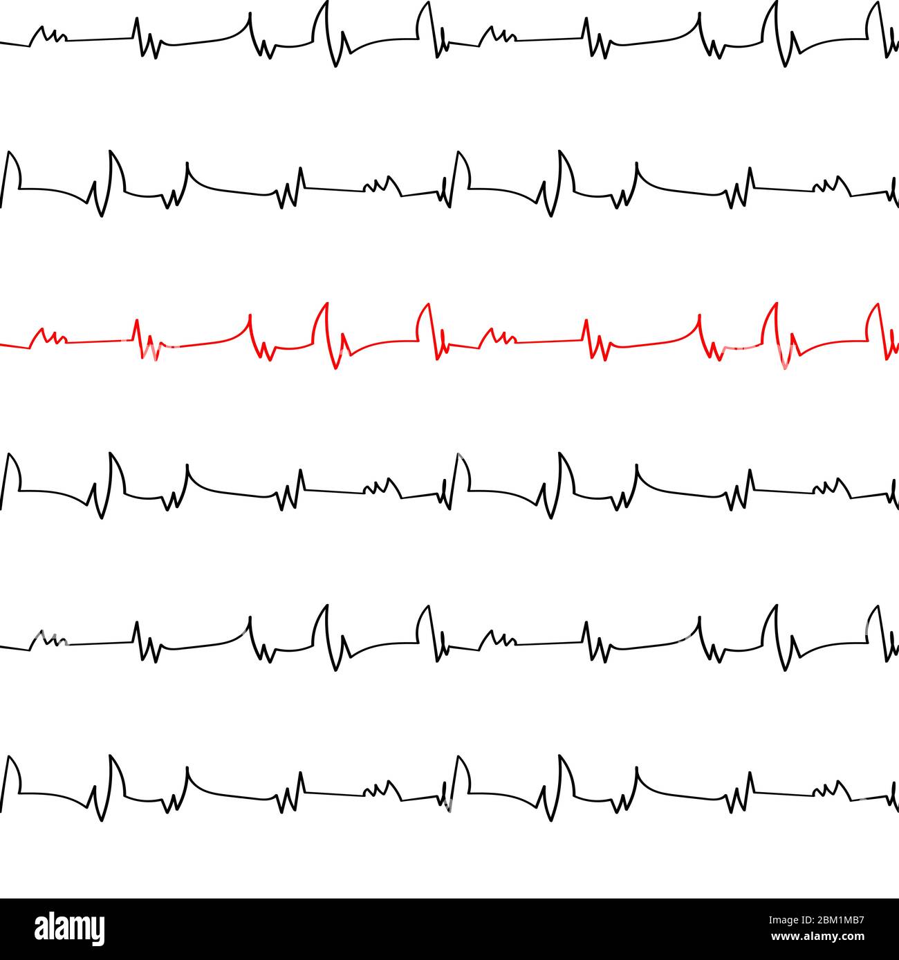 pulse zigzag curve seamless pattern or equalizer sound wave , medicine creative vector repeatable ornament Stock Vector