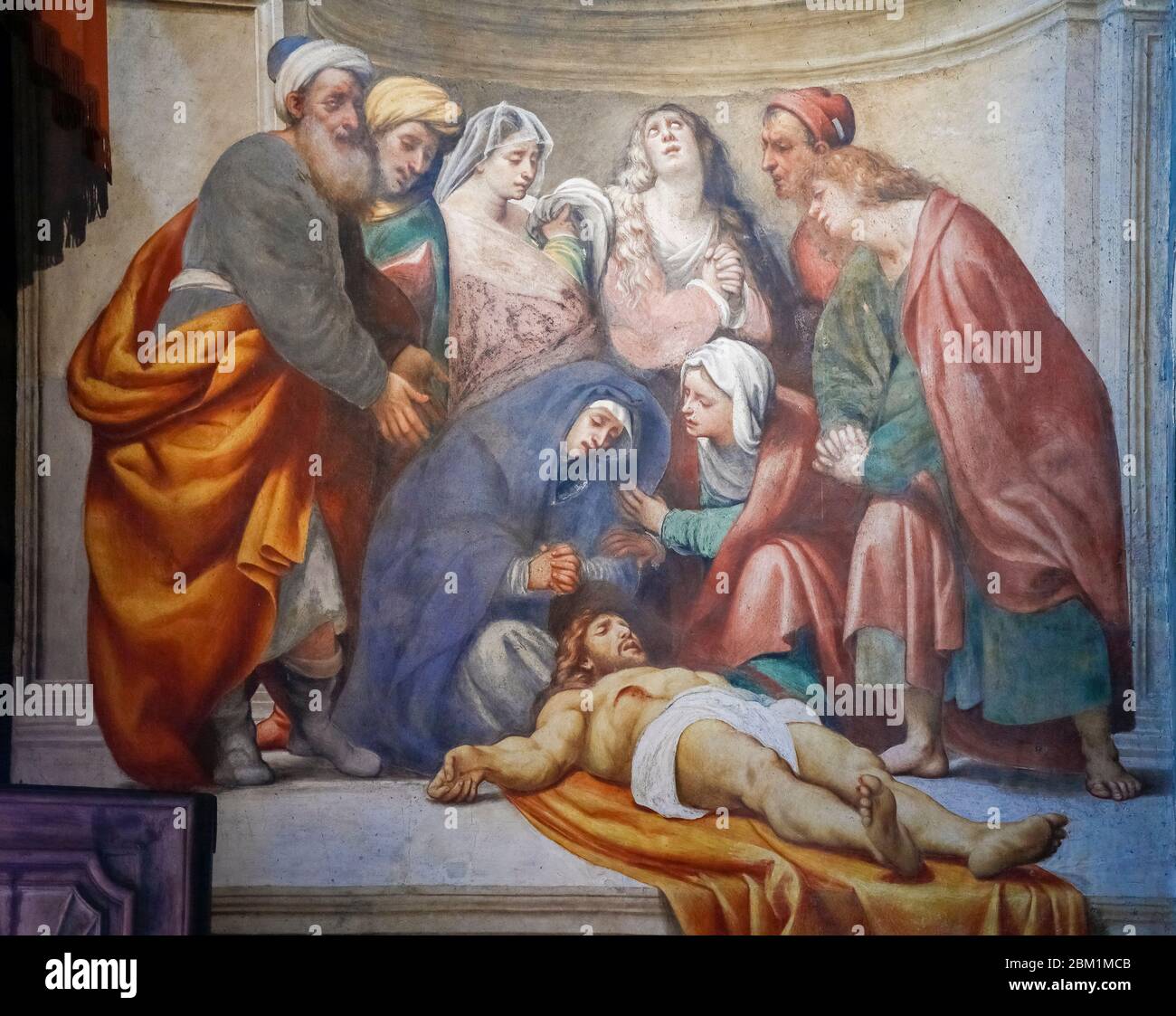Italy Lombardy Cremona - Piazza del Comune - Cathedral Santa Maria Assunta  Giovanni Antonio Sacchi ( il Pordenone ) - Deposition of Christ  (1521) Stock Photo