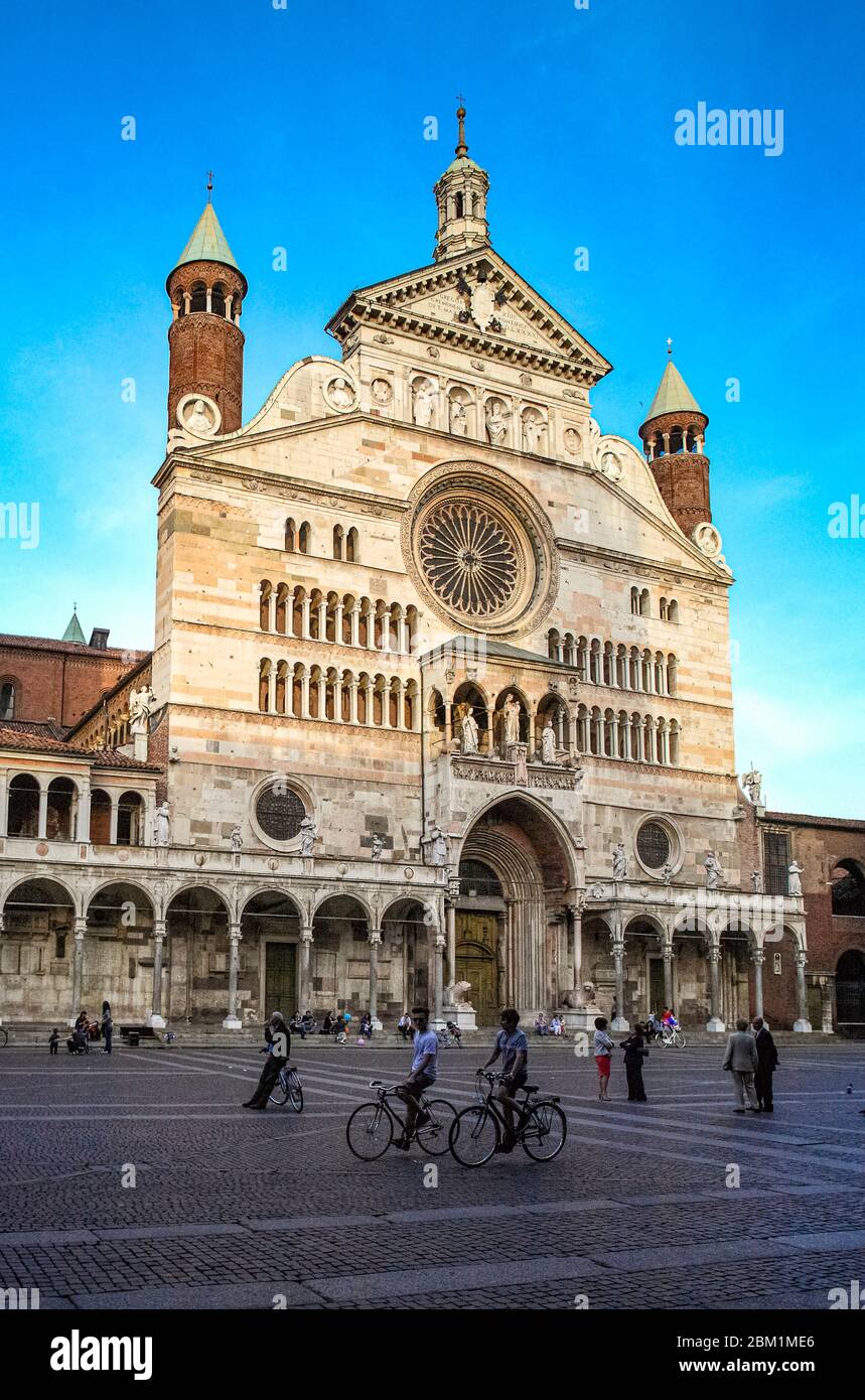 Italy Lombardy Cremona - Piazza del Comune - Cathedral Santa Maria Assunta Stock Photo
