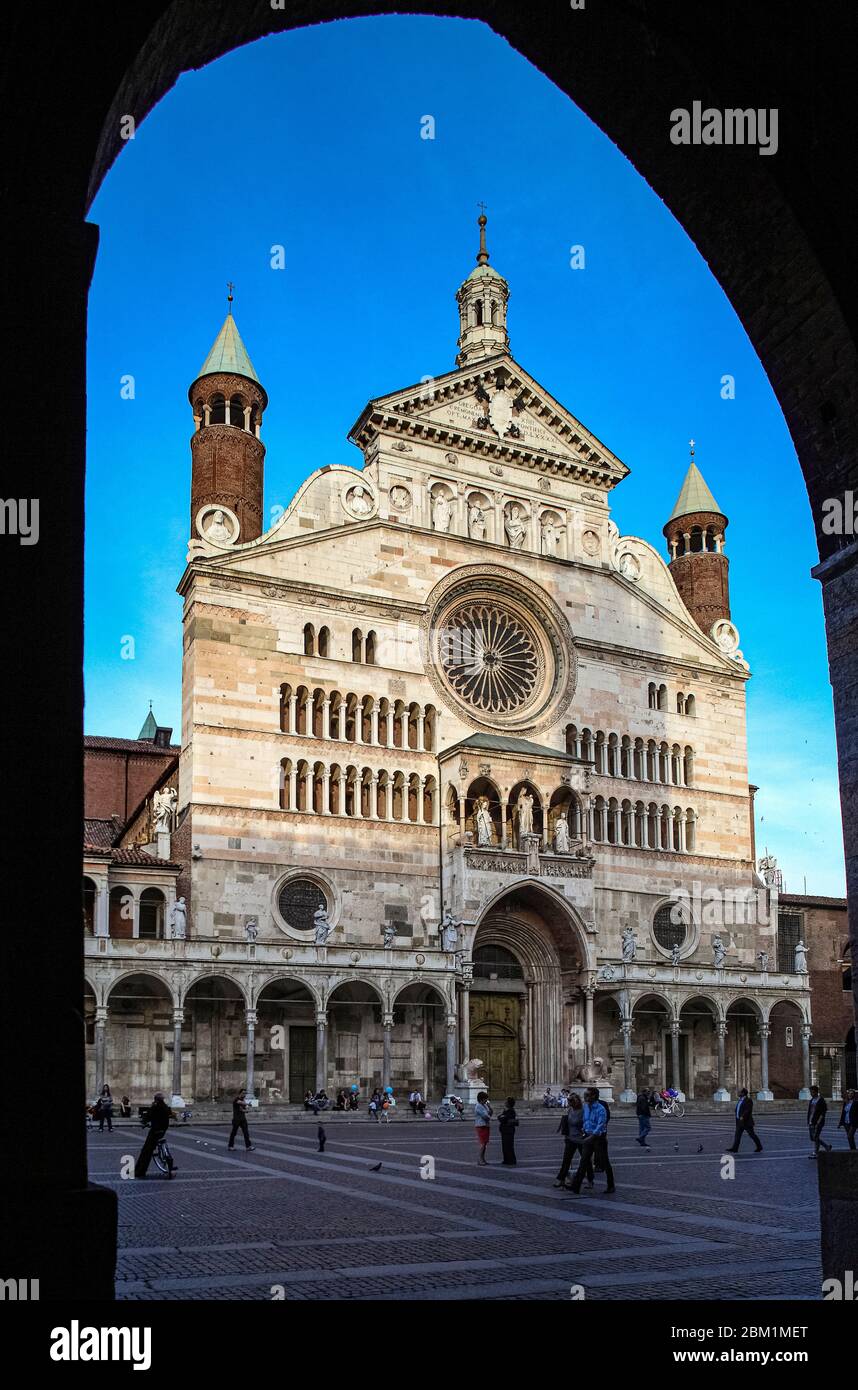 Italy Lombardy Cremona - Piazza del Comune - Cathedral Santa Maria Assunta Stock Photo