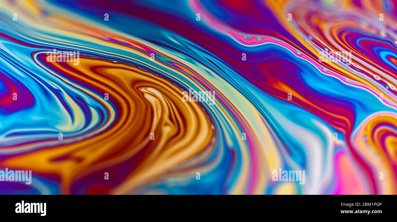 Colorful pattern of soap bubble, abstract close-up Stock Photo