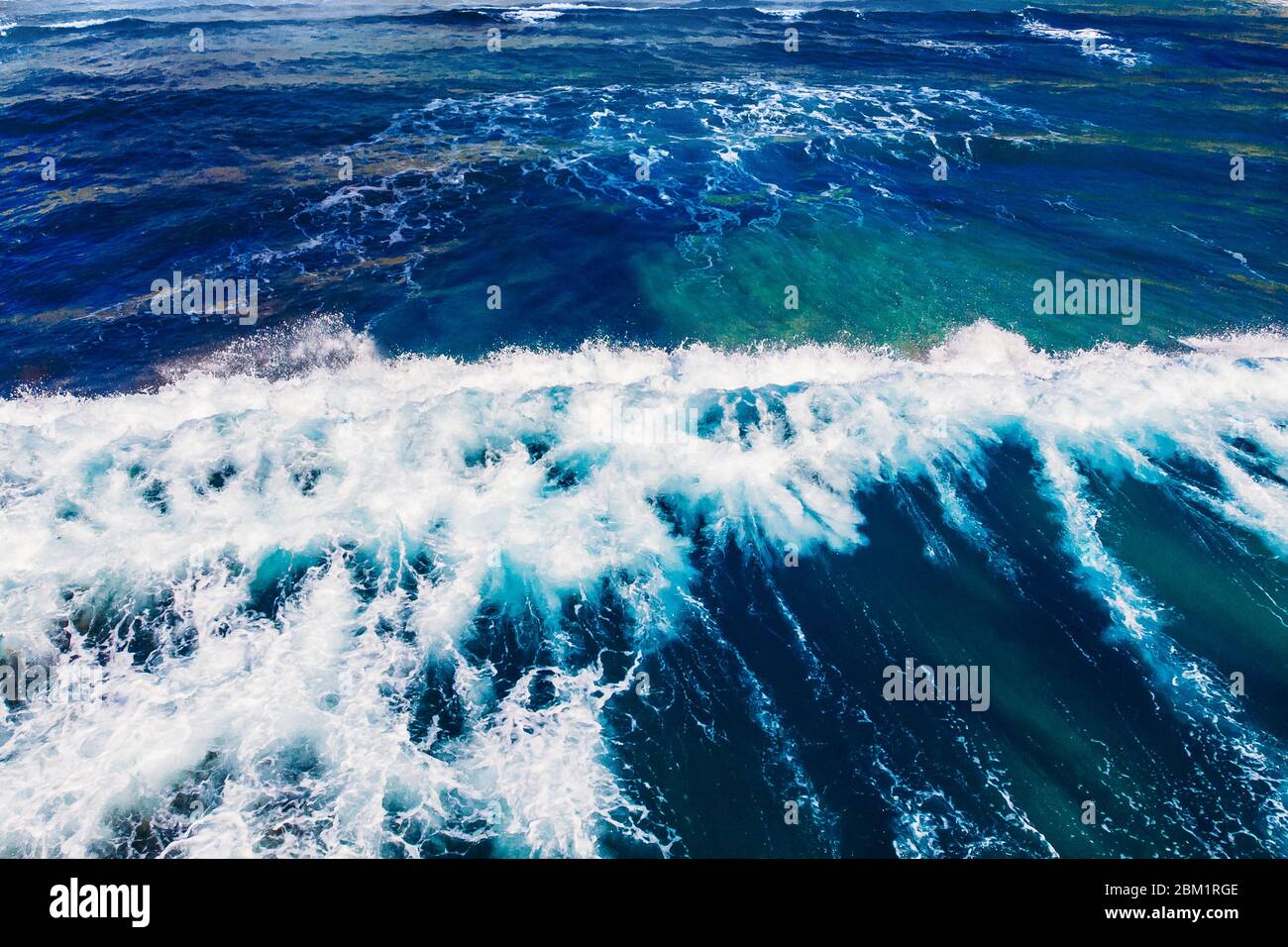 Blue water texture with wave crest. Concept ocean background Stock ...