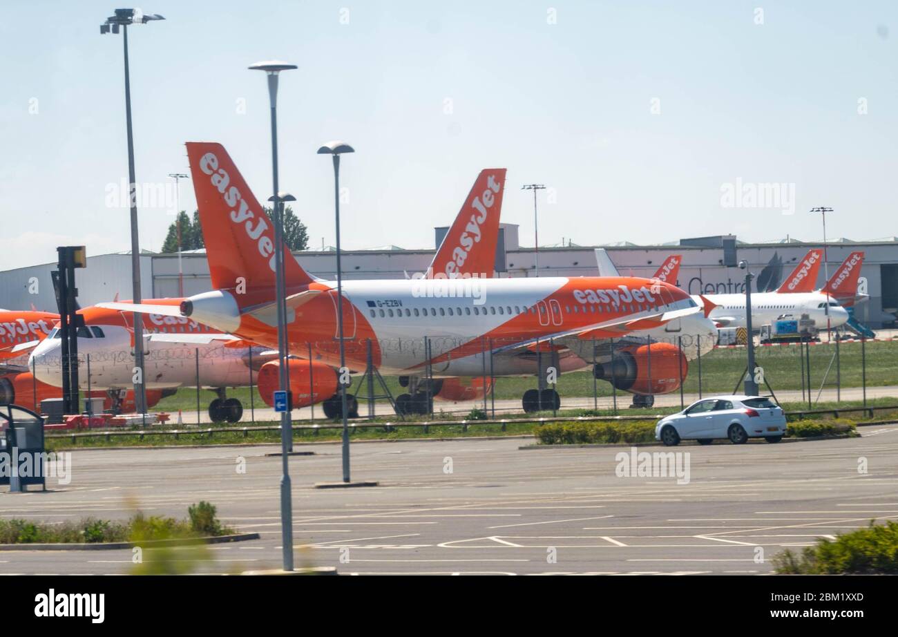 Southend on Sea, Essex UK, 6th April 2020 Easyjet Airplanes parked at Southend Airport Credit Ian DavidsonAlamy Live News Stock Photo