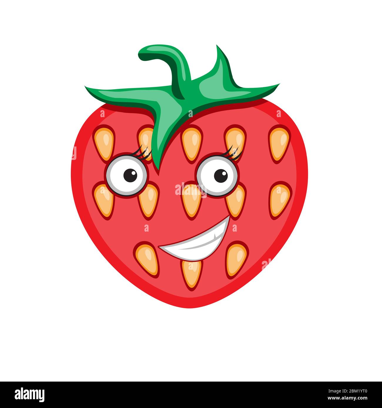 Icon cartoon character strawberry on a white isolated background. Vector image Stock Vector