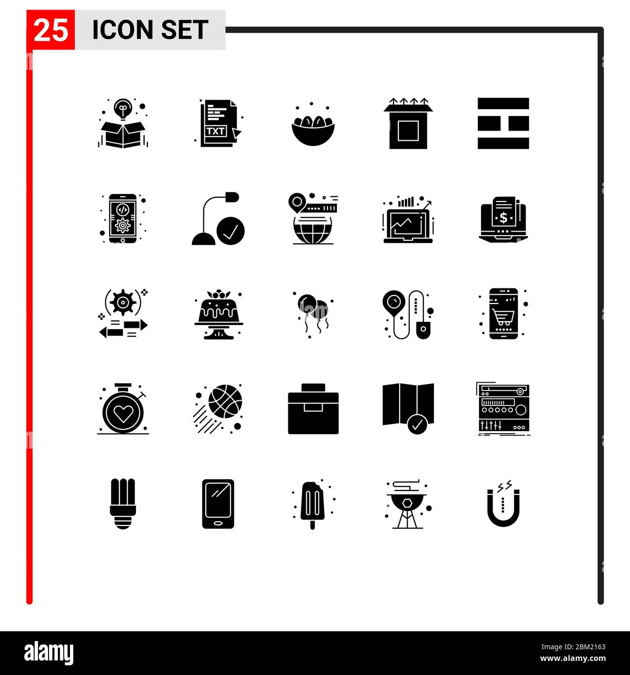 25 Creative Icons Modern Signs and Symbols of collage, install, file, box, egg Editable Vector Design Elements Stock Vector