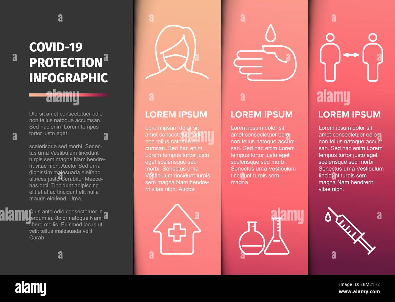 Covid-19 prevention infographic template - mask, people distance ...