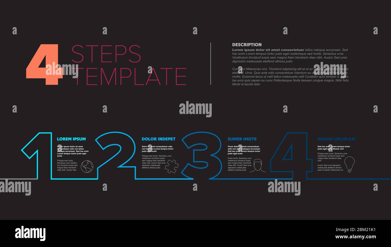 One two three four - vector progress template for four steps or options - dark blue version Stock Vector