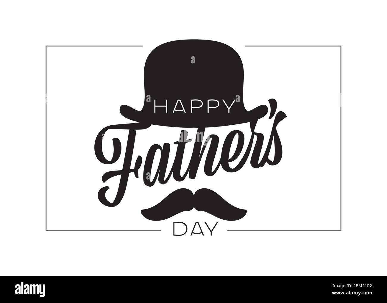Minimalistic Happy Father S Day Card Template With Hat And Moustache Stock Vector Image Art Alamy