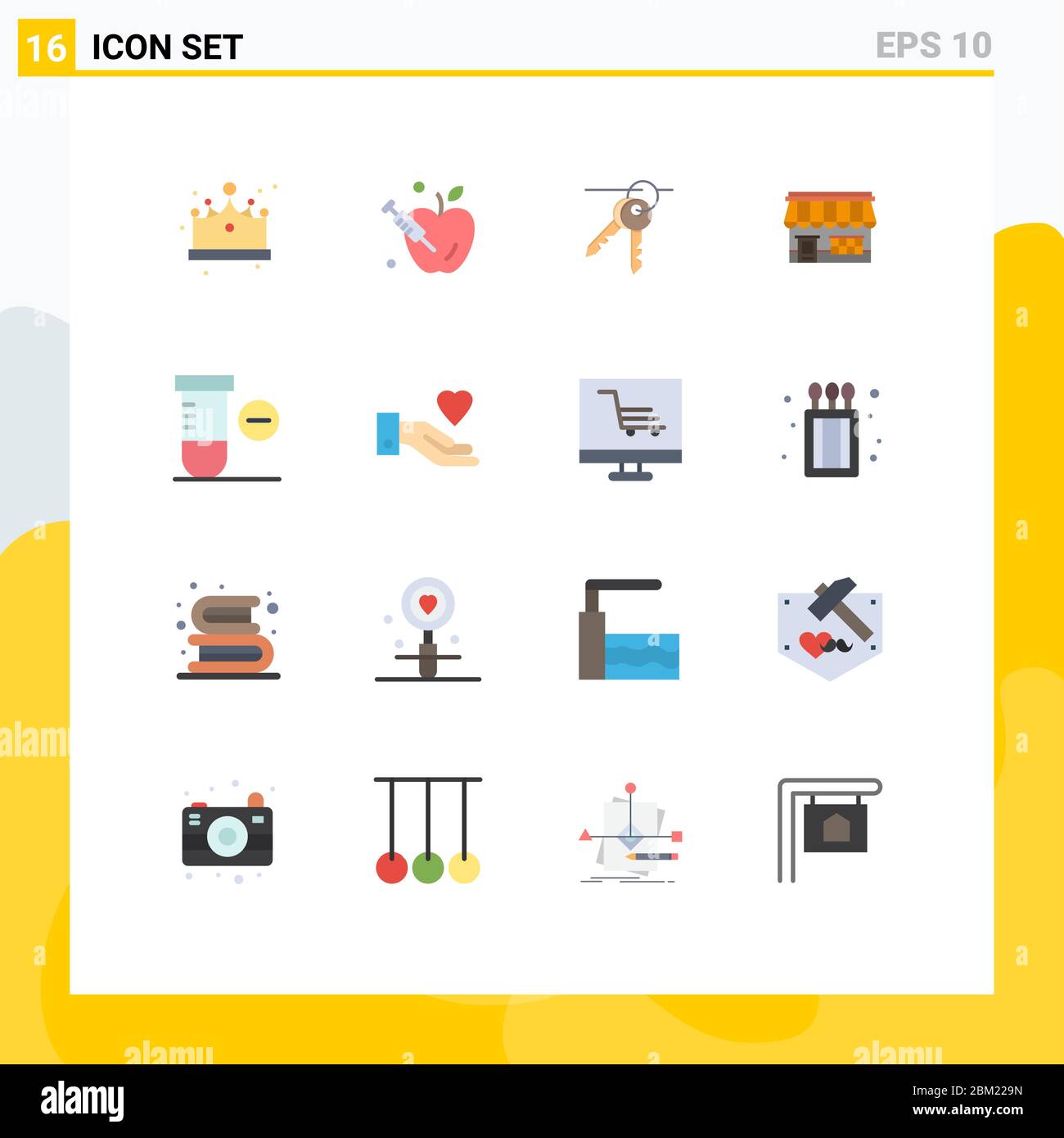 Stock Vector Icon Pack of 16 Line Signs and Symbols for science