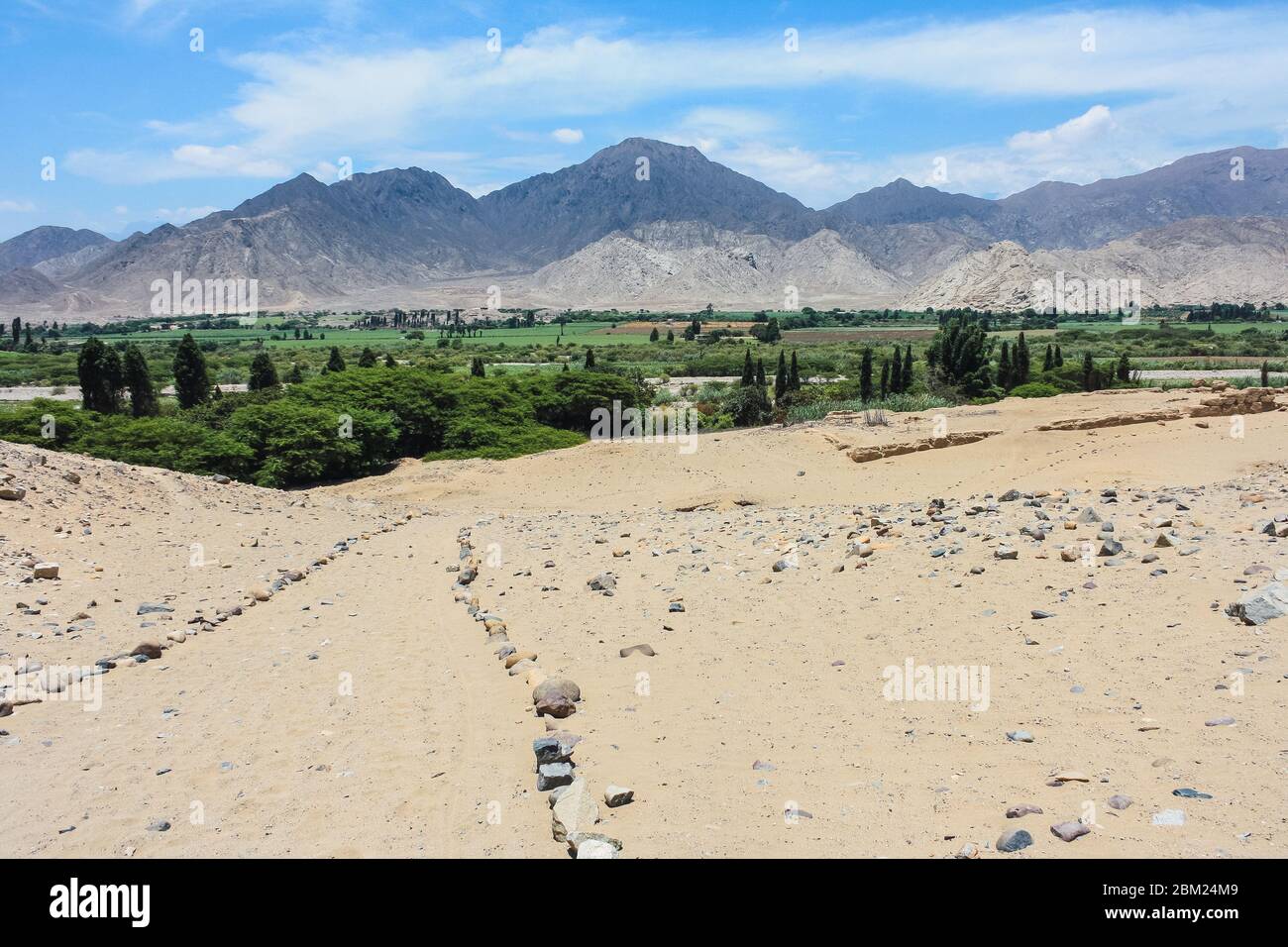 Supe Caral Valley where the archaeological ruins are located Stock Photo