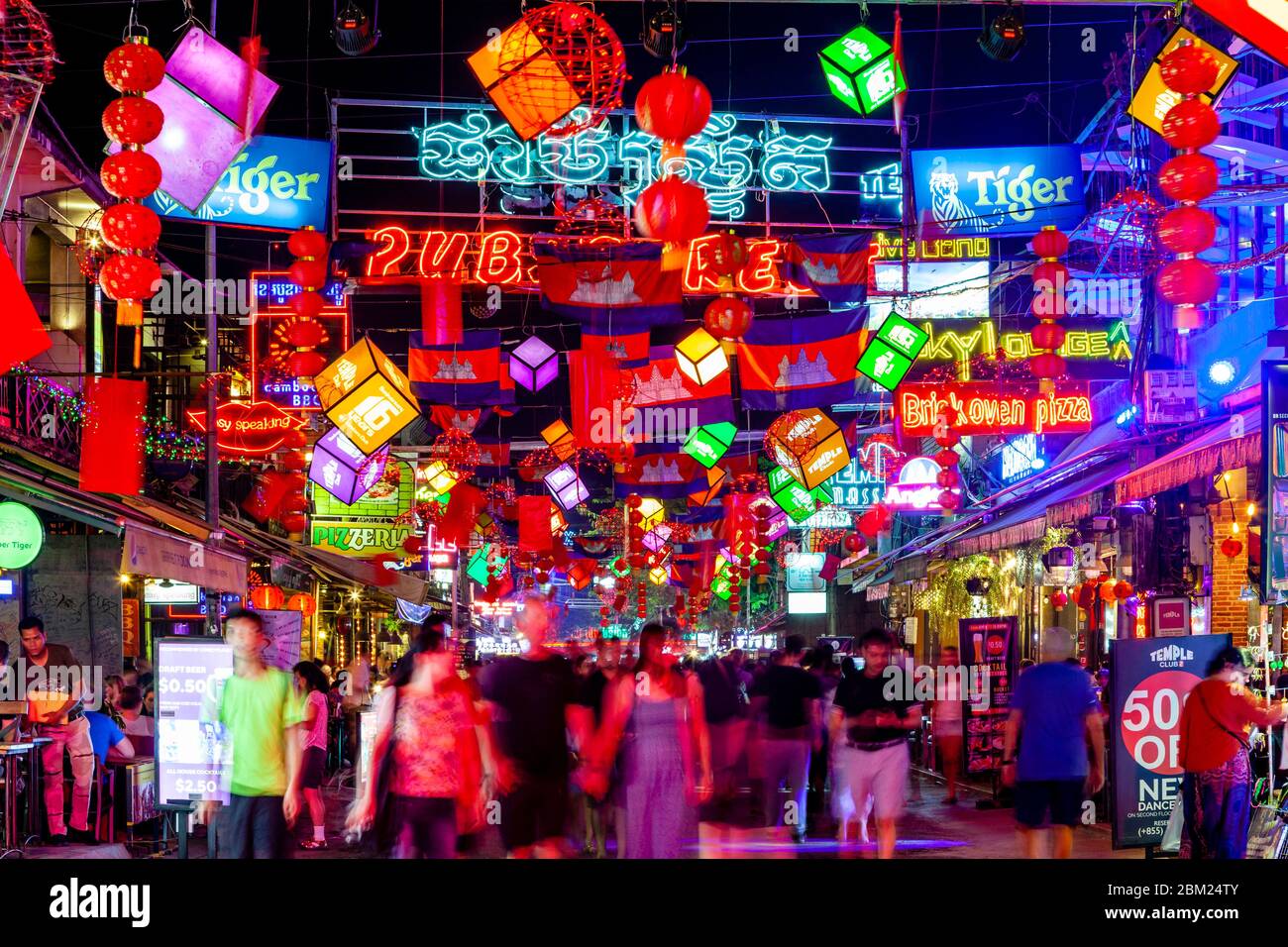 Pub Street At Night, Siem Reap, Cambodia Stock Photo Alamy