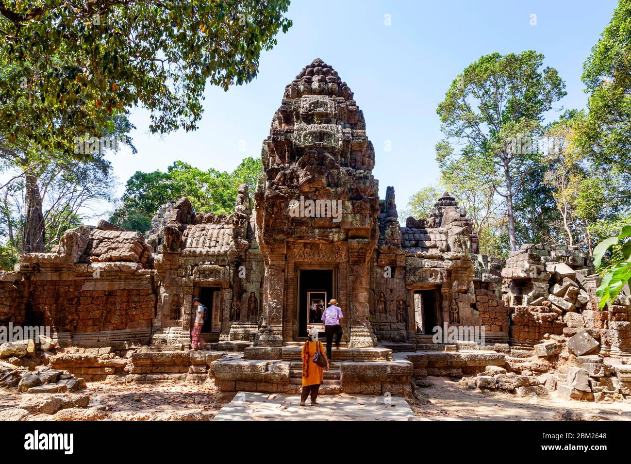 Tourists At Ta Som Temple, Angkor Wat Temple Complex, Siem Reap, Cambodia. Stock Photo