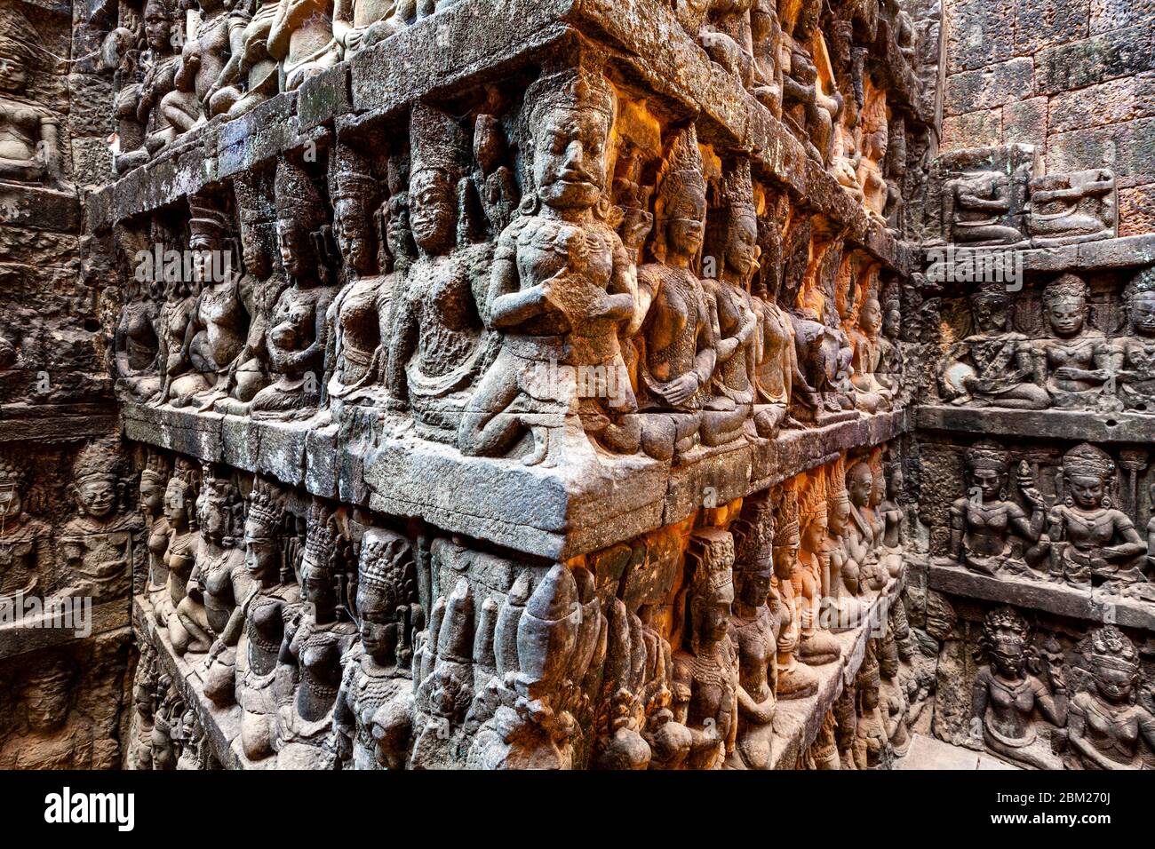 The Terrace Of The Leper King (Bas Reliefs), Angkor Thom, Siem Reap, Cambodia. Stock Photo