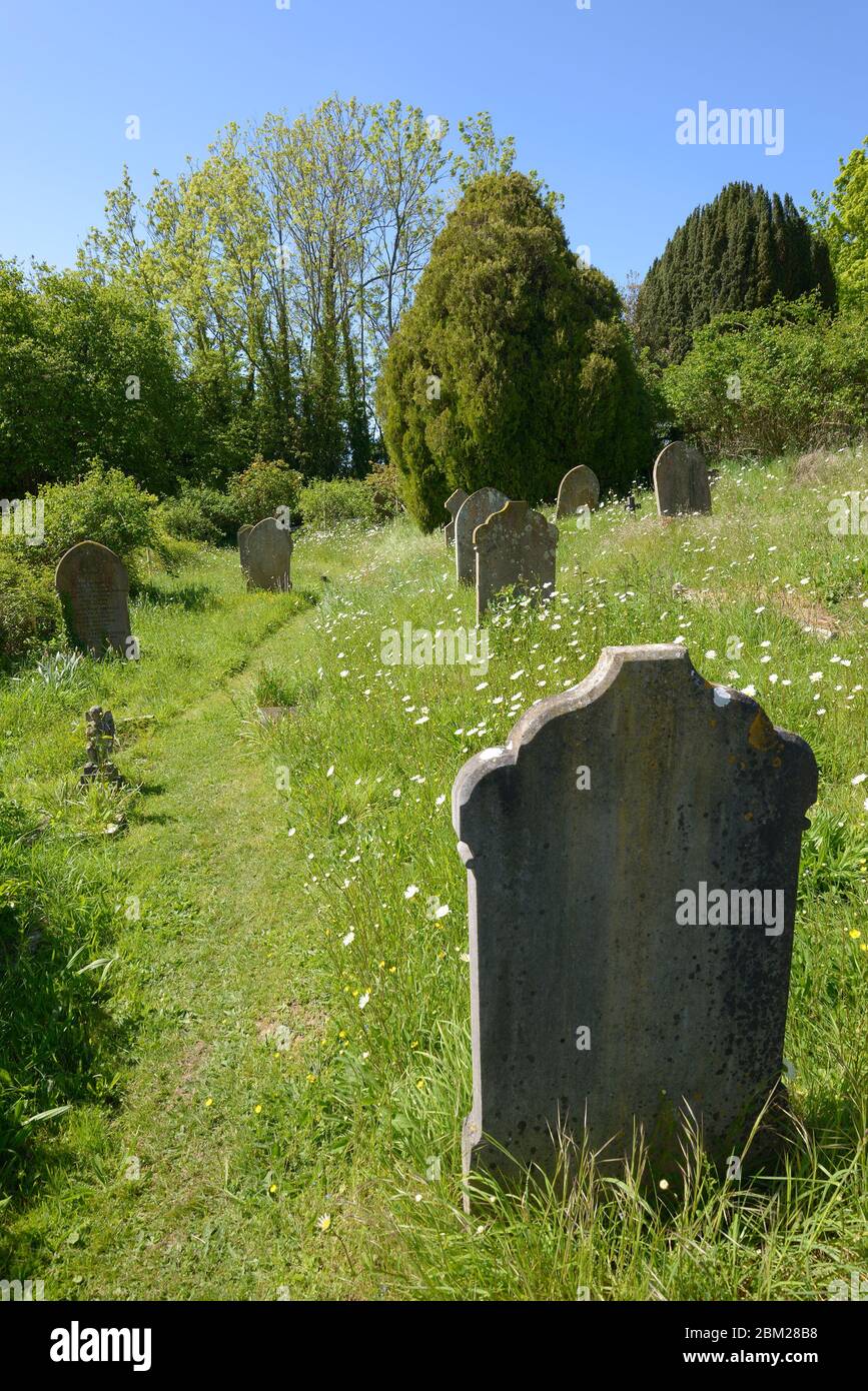 Boughton Monchelsea village, Kent, UK. St Peter's Church graveyard Stock Photo