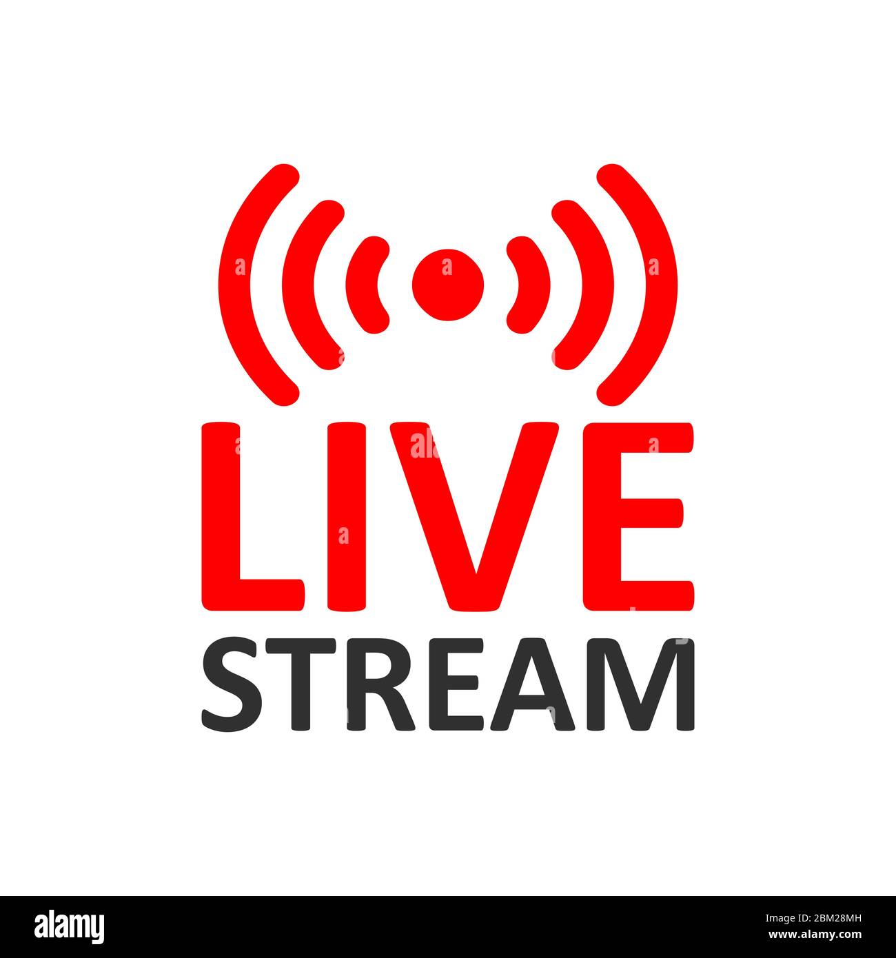 Live Stream sign. Red symbol, button of live streaming, broadcasting, online stream emblem. For tv, shows and social media live performances Stock Vector