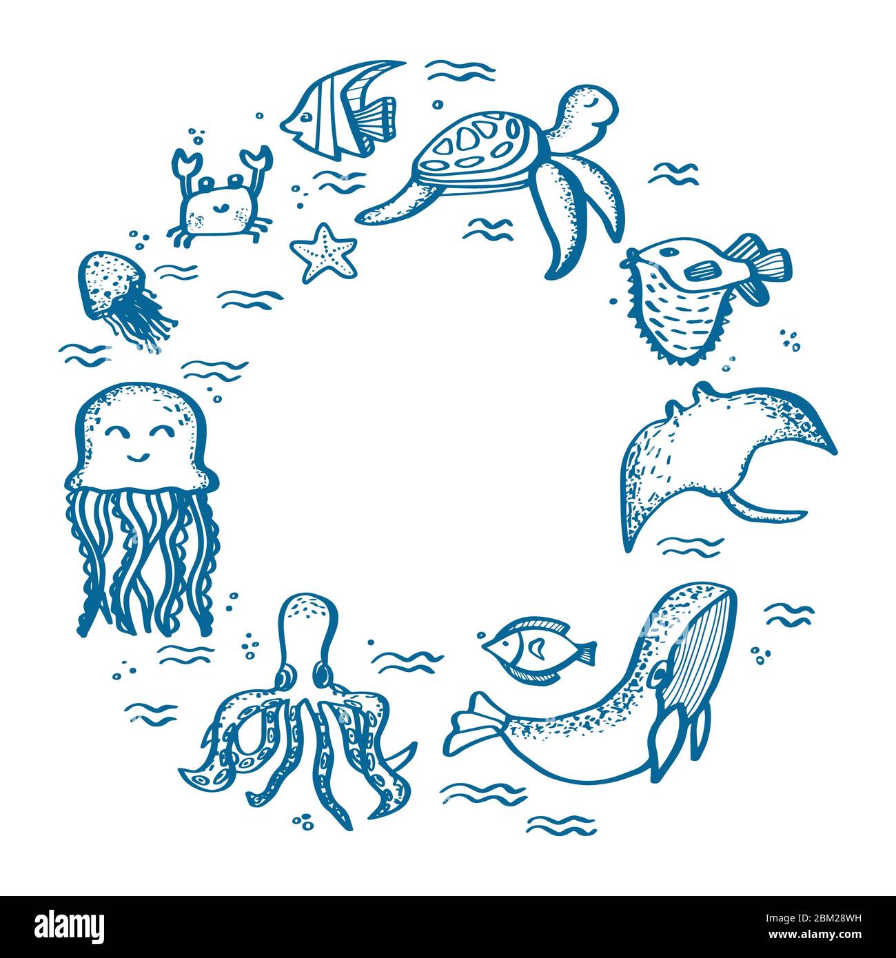world ocean day sea animal life doodle hand  Stock Illustration  93846861  PIXTA