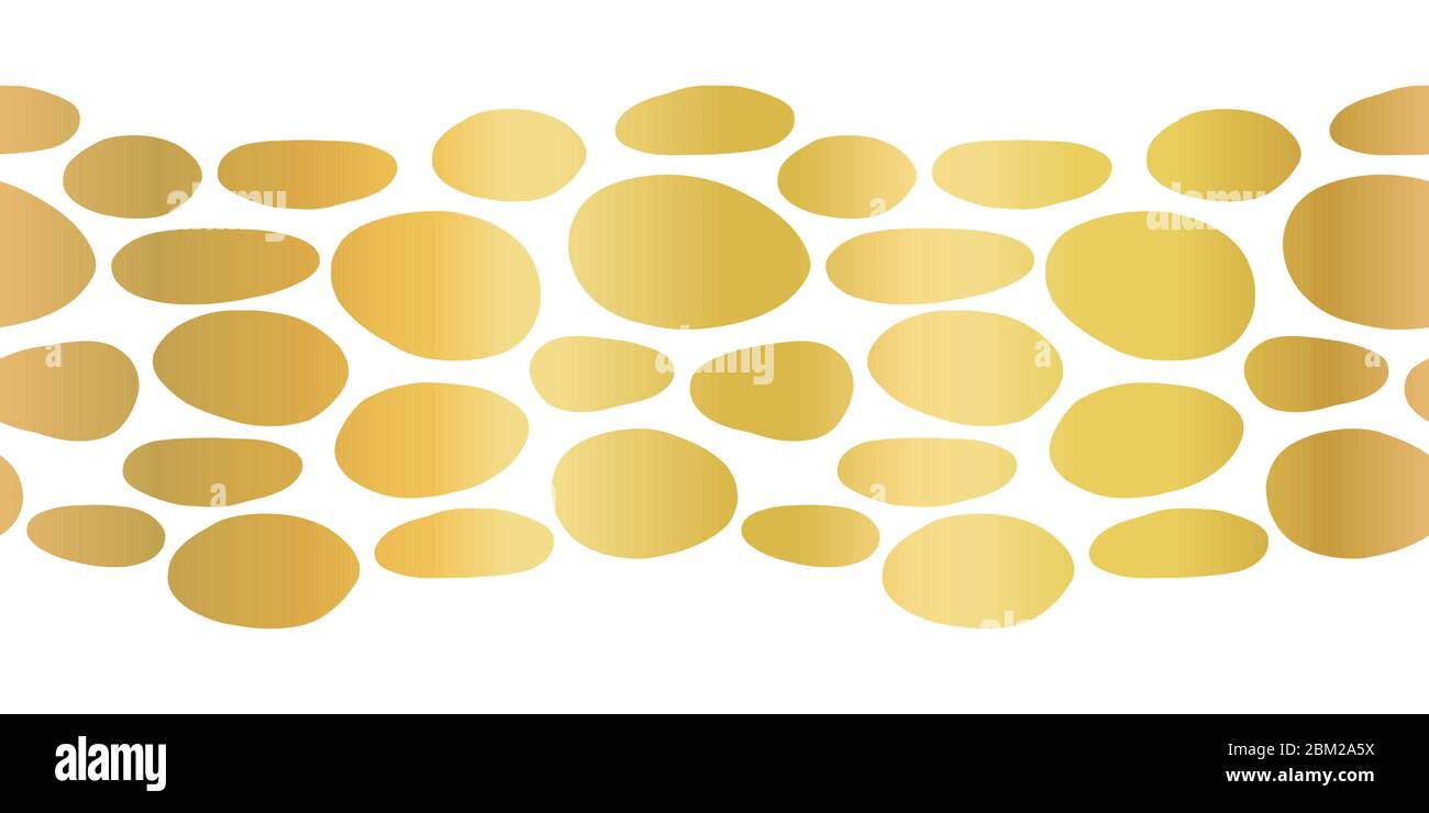 Metallic gold foil abstract seamless vector border organic cut out dot ...