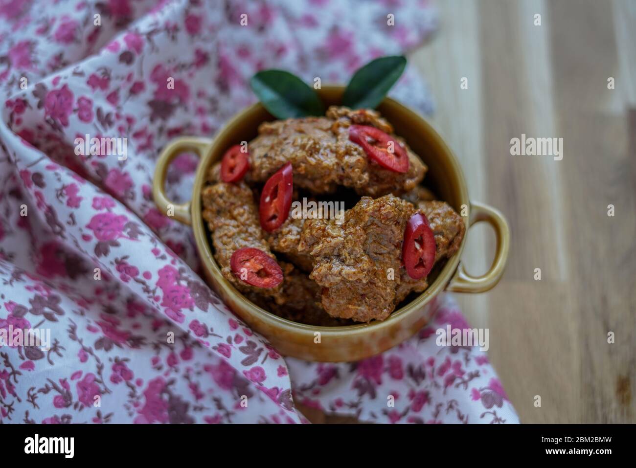 Indonesian Famous Food Beef Rendang Stock Photo