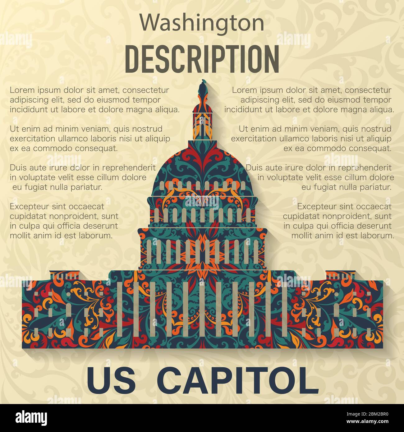 US Capitol floral pattern background Stock Vector