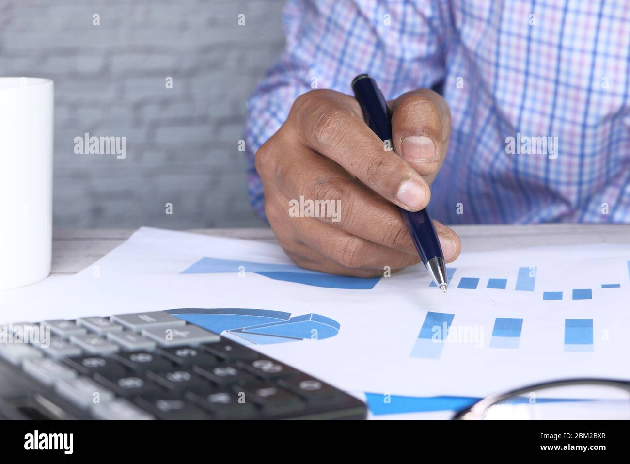 businessman analyzing financial data with copy space  Stock Photo